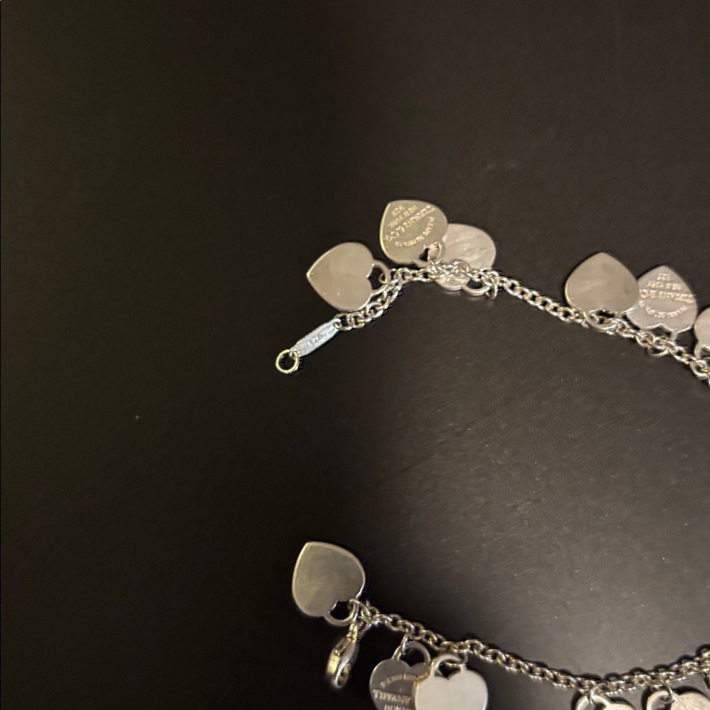J35 TIFFANY AND CO Silver Heart Charm Bracelet - Picture 2 of 4